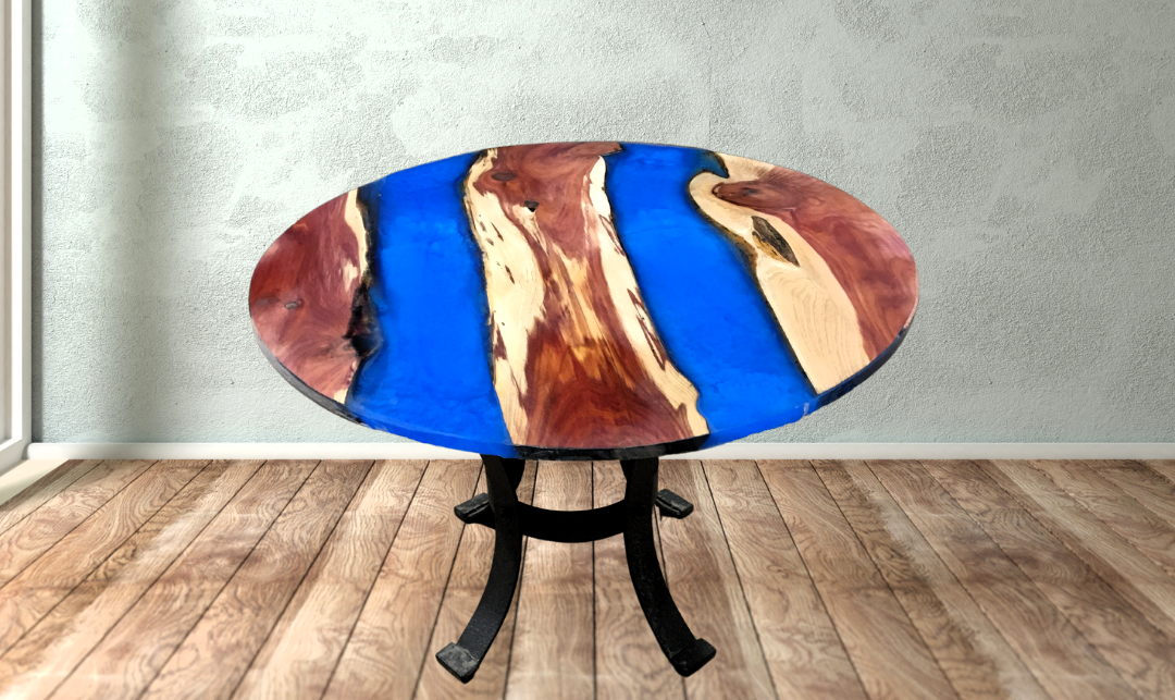 Large Round Epoxy\Wood coffee table