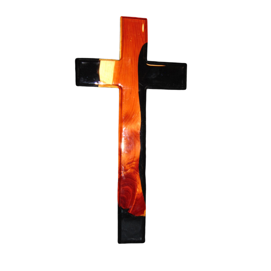 Large Cedar Cross With Black Onyx Epoxy