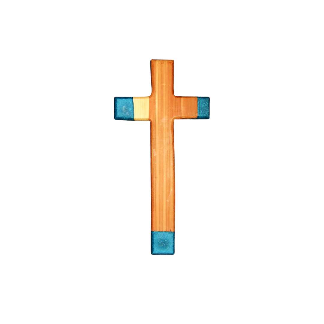 Medium Cedar Cross With Turquoise Epoxy