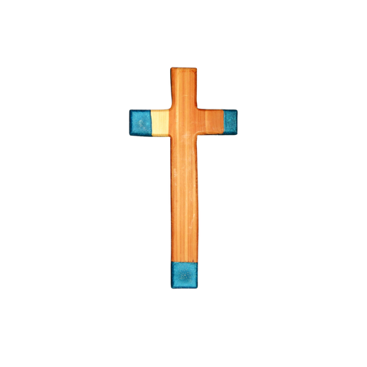 Medium Cedar Cross With Turquoise Epoxy